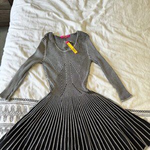 Catherine Malandrino Black and Gray Long Sleeve Dress